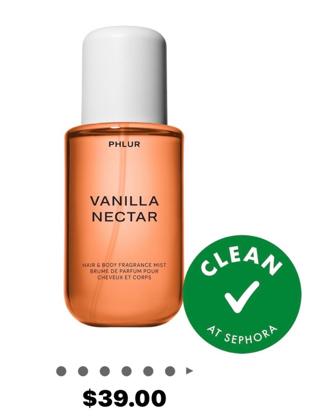 PHLUR Vanilla Nectar Hair & Body Fragrance Mist